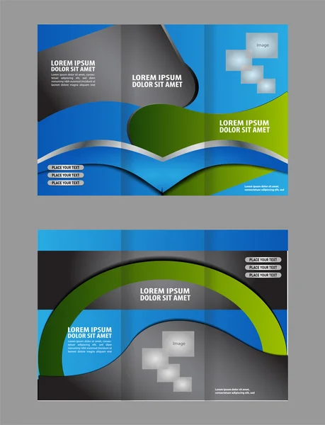 Diseño de plantilla de folleto triple con color azul — Vector de stock