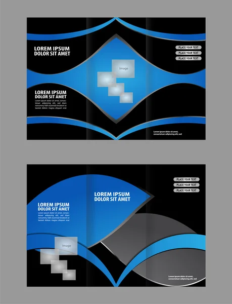 Zwart en blauw sjabloon voor reclame brochure — Stockvector