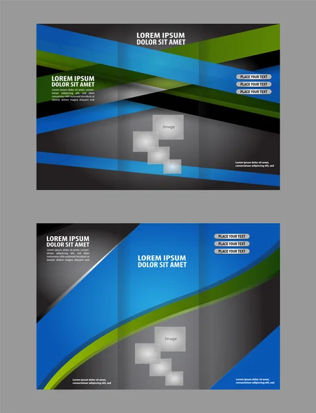 Tri-fold brochure template design, business leaflet, booklet wave — Stock Vector