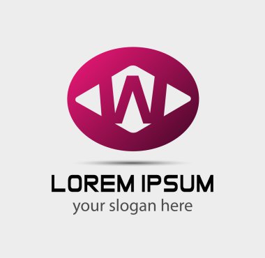W harfi logo tasarım şablonu ögeleri