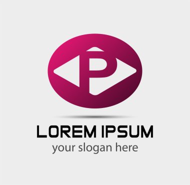 P harfi logo tasarım şablonu ögeleri