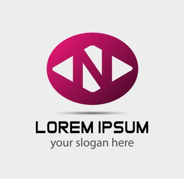 N harfi logo tasarım şablonu elementleri