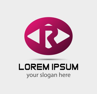 R harfi logo tasarım şablonu elementleri