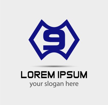 Sayı logo tasarımı. Dokuz numaralı logosunu görmeniz gerekir. Logo 9 vektör şablonu