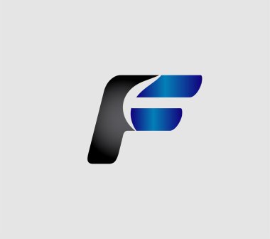 F harfi logo tasarım şablonu elementleri