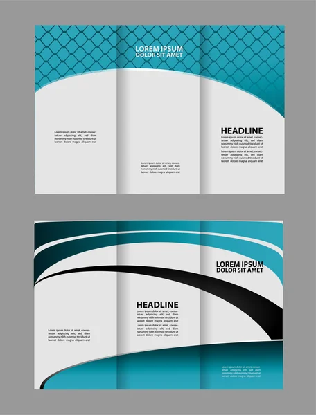 Дизайн трехслойной брошюры в голубом стиле. Корпоративный буклет, шаблон обложки — стоковый вектор