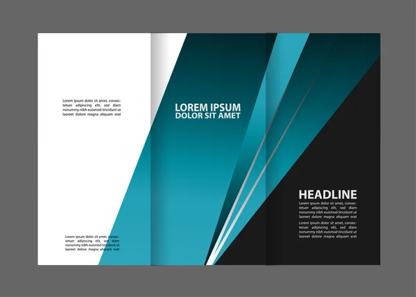 Blauwe stijl gevouwen brochureontwerp. Corporate brochure, voorbladsjabloon — Stockvector