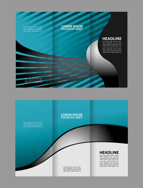 商业主题三栏式小册子设计和目录矢量概念模板 — 图库矢量图片
