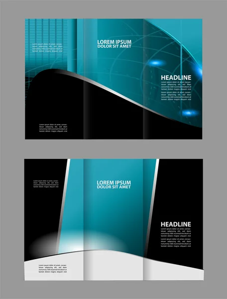 Business Theme Tri-fold Brochure Design and Catalog Vector Concept Template — Stock Vector