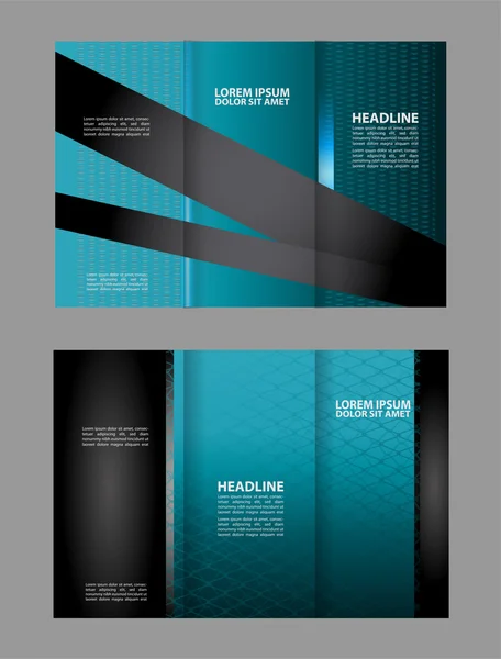 Business Theme Tri-fold Brochure Design and Catalog Vector Concept Template — Stock Vector