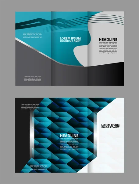 Broschüre Design Template Vektor dreifach geometrische abstrakte blaue Farbe — Stockvektor