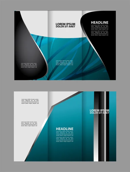 宣传册设计模板矢量三栏式几何抽象蓝颜色 — 图库矢量图片
