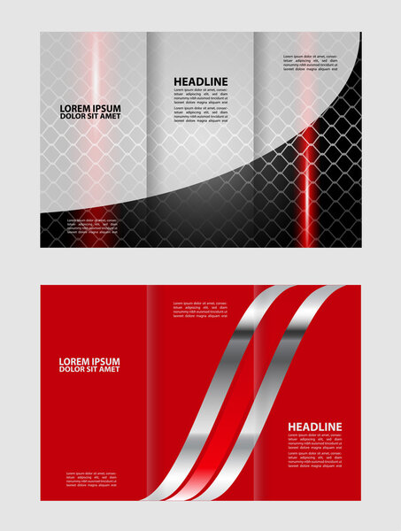 Vector empty tri-fold brochure print template design, trifold booklet or flyer