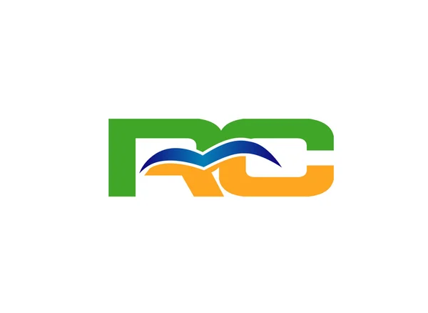 RC carta logotipo diseño vector ilustración plantilla — Vector de stock
