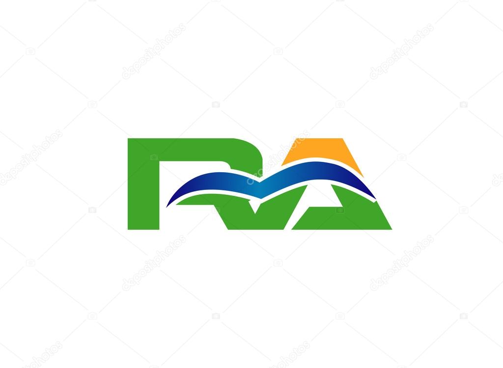 RA logo. RA initial company group logo