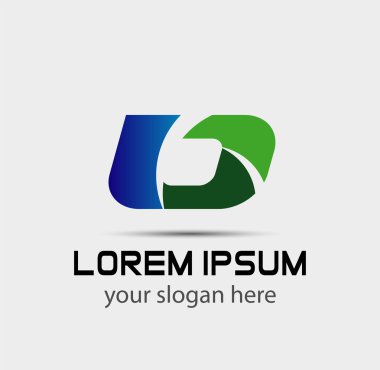 D harfi logo tasarım şablonu ögeleri