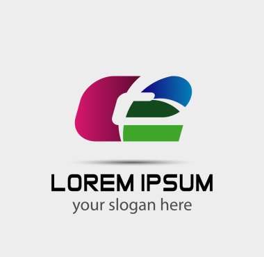 E harfi logo tasarım şablonu elementleri