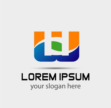 W harfi logo tasarım şablonu ögeleri