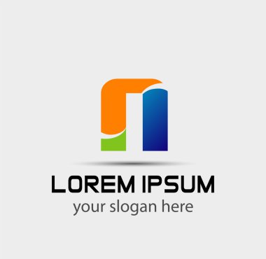N harfi logo tasarım şablonu elementleri