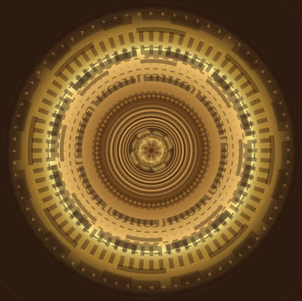 Donkere gouden cirkel abstracte achtergrond — Stockvector
