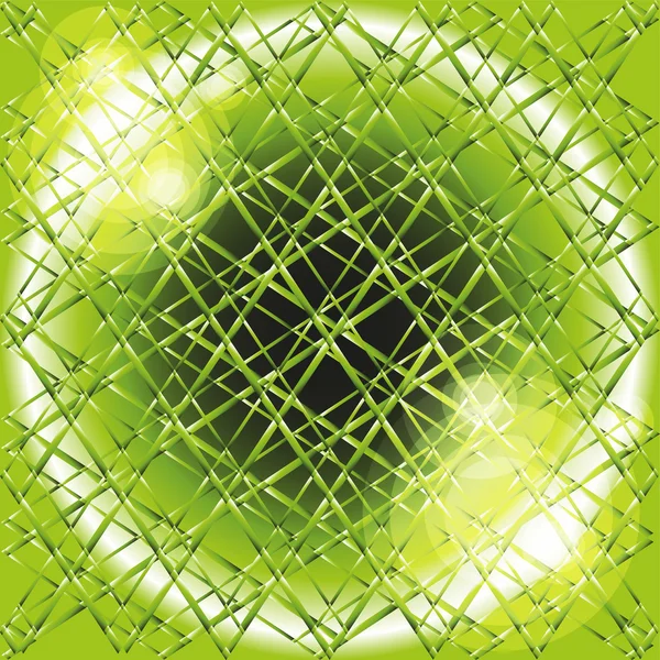 Explosie cirkel licht stippen, abstracte achtergrond in raster van groen — Stockvector