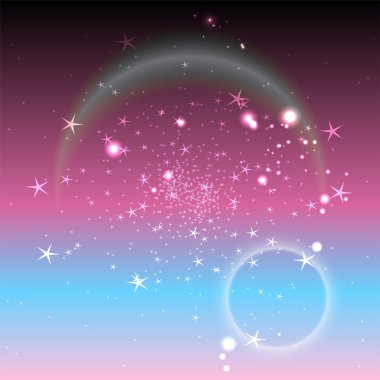 Mor ışık daire arka plan çoklu yıldız ile noktalı