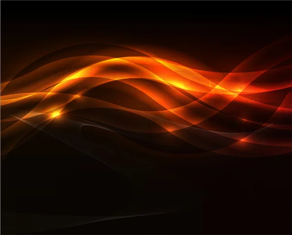 Orange light wave on black background — Stock Vector