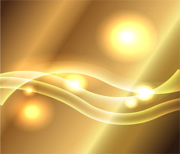 Golven van gouden achtergrond met gestippelde licht — Stockvector