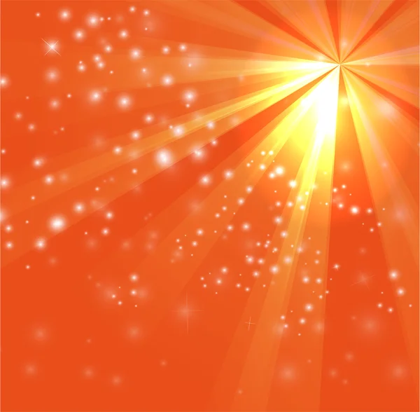 Un design de couleur orange avec un éclat et des rayons — Image vectorielle