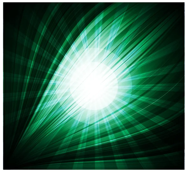 Abstraktní zelené pozadí krásné paprsky světla — Stockový vektor