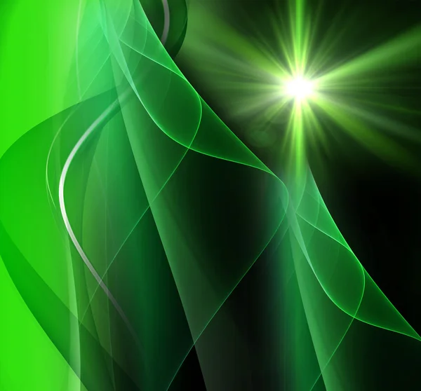 フレアの緑の背景を持つ現実的なスター バースト — ストック写真