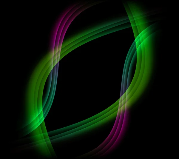 Green and purple wave color on black blackground — Stock Photo, Image