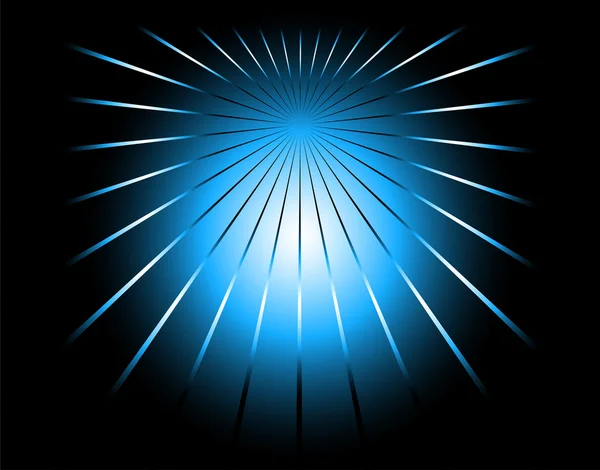 Bleu et noir fond de rayon de couleur avec une rafale — Image vectorielle