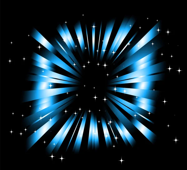 Fundo azul escuro com luz de raio e estrela — Vetor de Stock