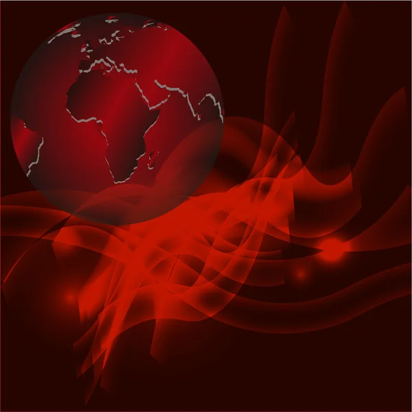 Fond abstrait rouge avec globe — Image vectorielle