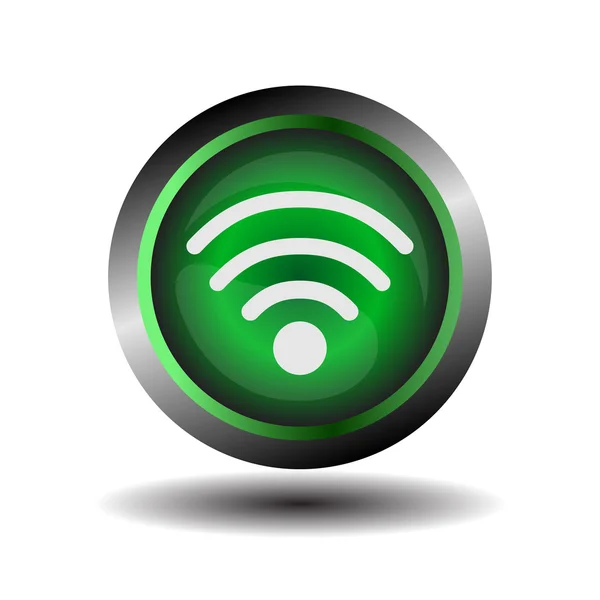 Símbolo de botão Wifi em verde brilhante — Vetor de Stock