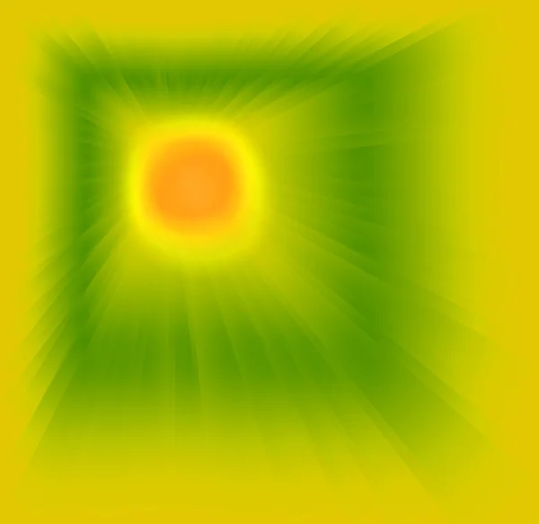 Fundo verde amarelo abstrato com raios de luz do sol — Fotografia de Stock