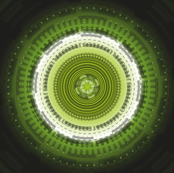 Fondo dinámico de luz verde con círculos — Vector de stock