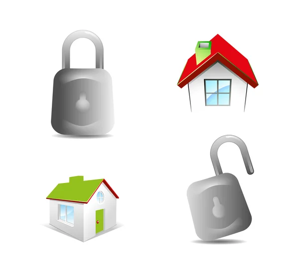 Lock en huis pictogram vector — Stockvector