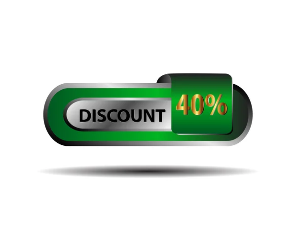 40 per cento di sconto pulsante verde — Vettoriale Stock