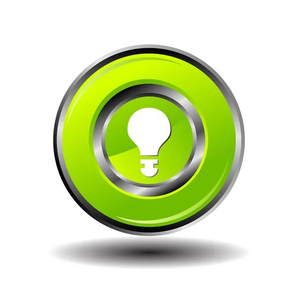 Ljus lampa tecken grön ikon. idé-symbol. ljuset är på. gröna glänsande runda knappen — Stock vektor