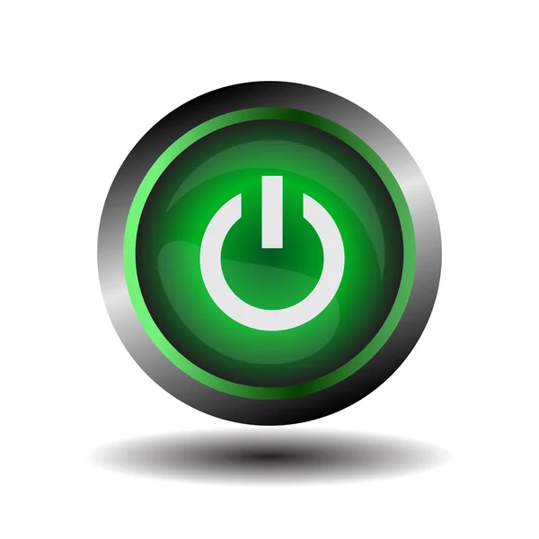 Power icon glossy green vector — Stock Vector