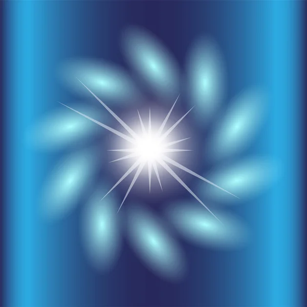 抽象的な青い背景照明のバーストを持つ渦フレア — ストックベクタ