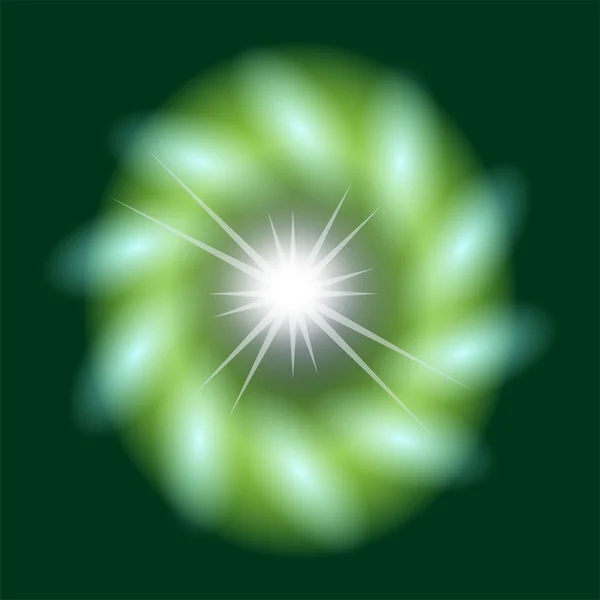 Zelené pozadí abstraktní osvětlení spirála odlesku — Stockový vektor