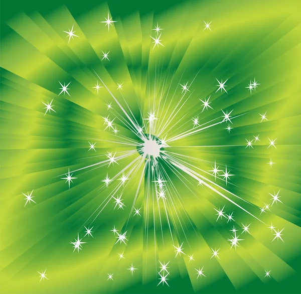 Verde splendente sfondo magico vettore luce — Vettoriale Stock