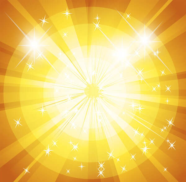 Звездные вспышки и солнечный луч фона
