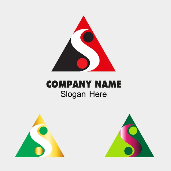 Sinal de triângulo com letra S e ícone ying yang — Vetor de Stock
