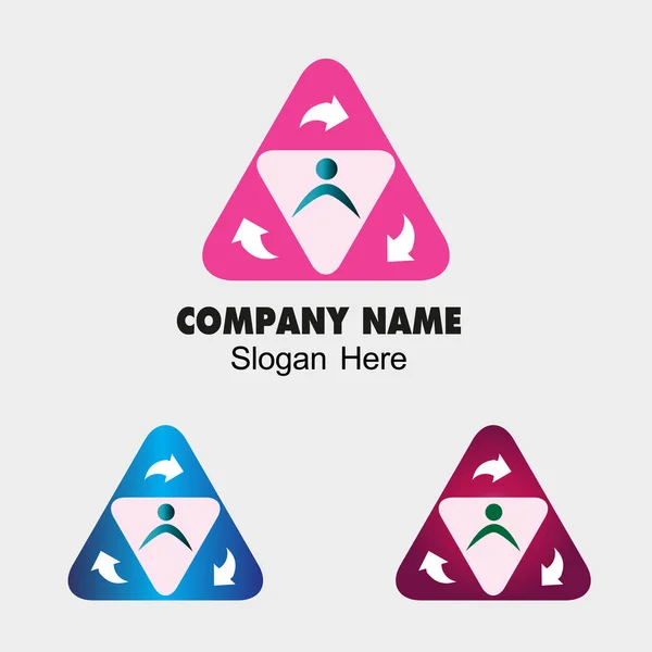 Symbole de triangle avec groupe de personnes et signe de flèche — Image vectorielle