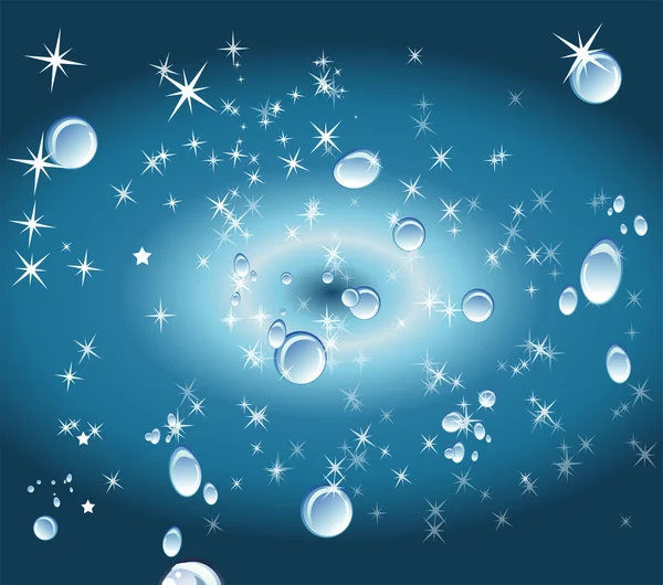 Gotas de agua fondo con estrella — Vector de stock