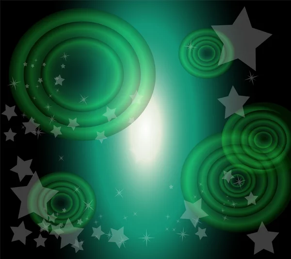 Vector star and circle dark green background design — Stock Vector